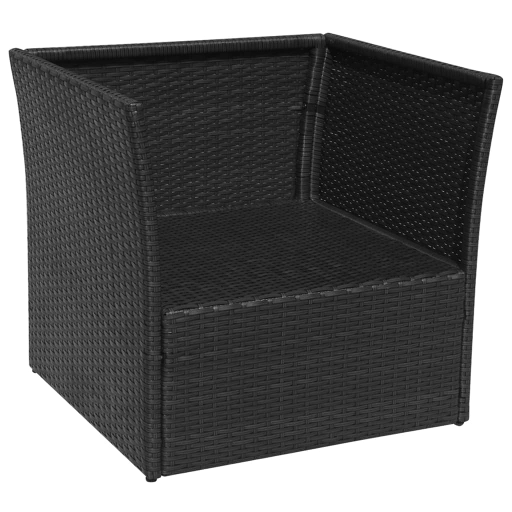 Gartensessel mit Fusshocker Poly Rattan Schwarz